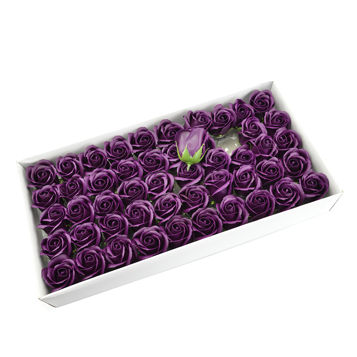 Set of 50 fragrant soap roses, real touch, dark marsalla