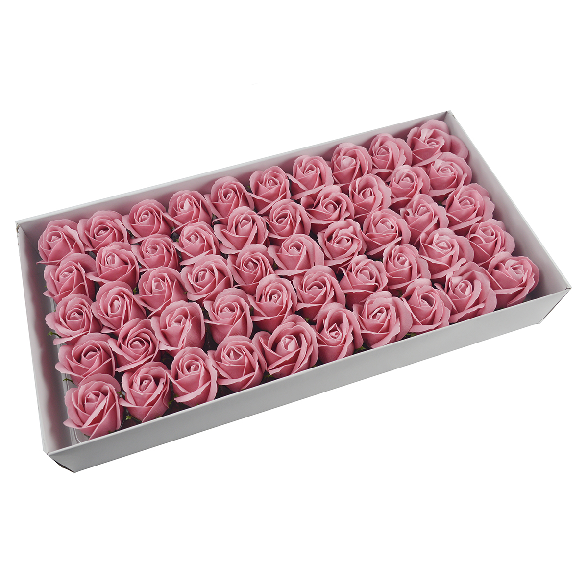 Set of 50 fragrant soap roses, real touch, dusty roses