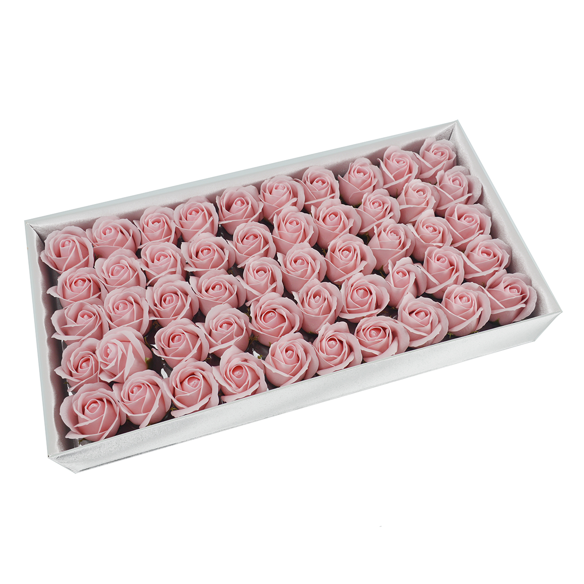 Lot de 50 roses de savon parfumées, vraie touche, rose clair