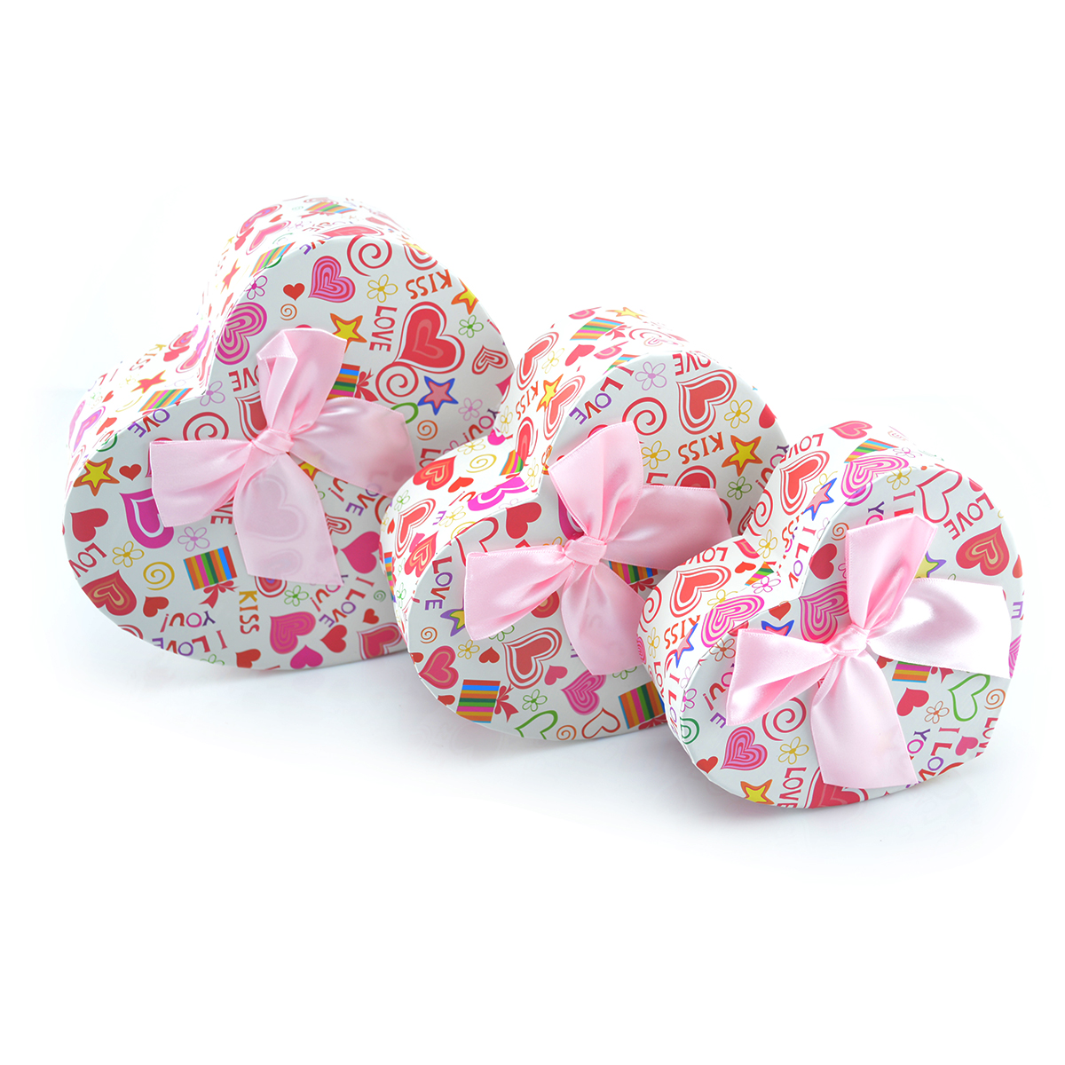 Set of 3 boxes Heart I Love You Forever Kiss White