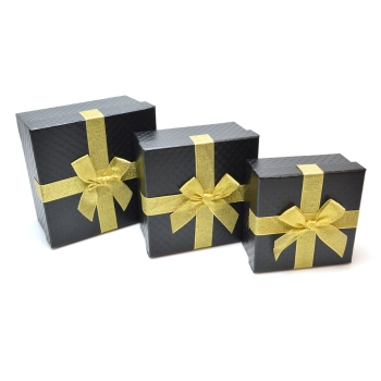 Set 3 cutii patrate medii funda aurie negru carbon AFO