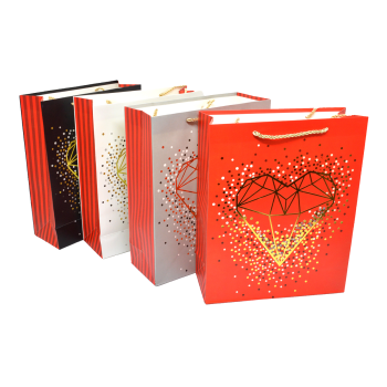 Set 12 Pungi Cadou model mixt gold heart 30x41.5x12cm