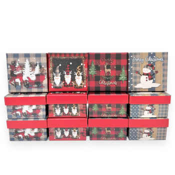 Set 12 Cutii Mici Patrate Modele Mixte Christmas