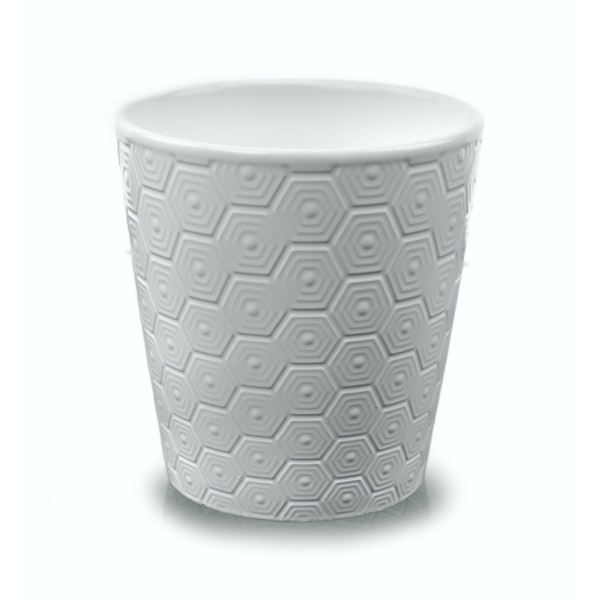 Ghiveci ceramica conic alb model hexa 13x14cm